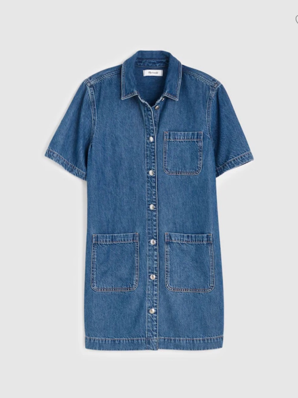 Madewell Blue Denim Short-Sleeve Button-Front Dress